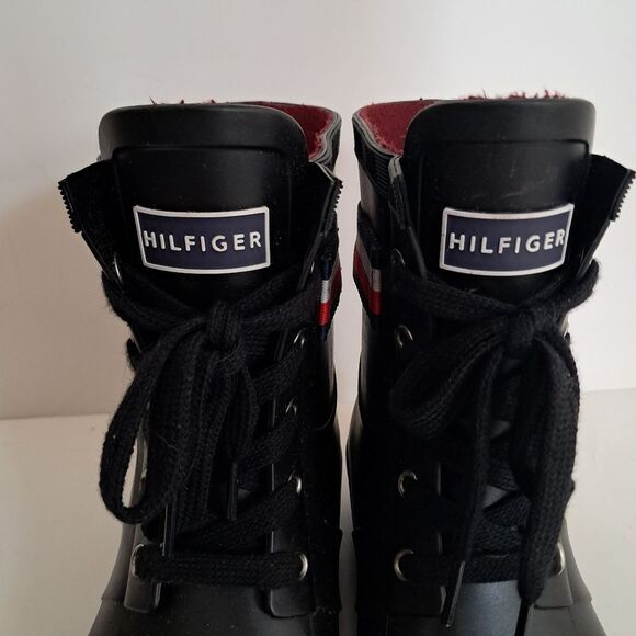 Tommy Hilfiger Boots Women's 7 Rubber Rain Waterproof Lace Up Classic Elegant - Picture 3 of 7